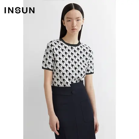 INSUN恩裳春季棉质印花打底毛针织衫商品大图