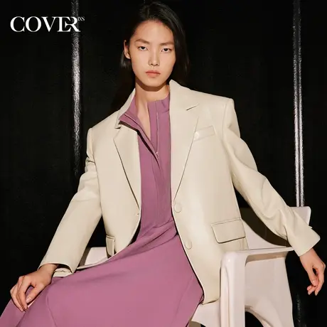 COVER秋季垫肩西装环保蛋白皮皮衣商品大图