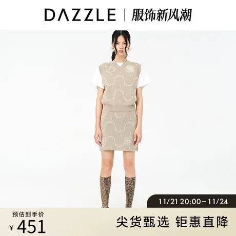 DAZZLE地素奥莱春季设计感小众上衣针织衫无袖马甲背心毛衣女商品大图