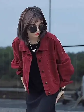 网红小个子牛仔外套女短款宽松韩版春秋休闲百搭夹克上衣潮牛仔衣商品大图