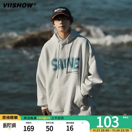 VIISHOW重磅卫衣男秋季新款宽松印花美式复古连帽外套潮牌嘻哈图片