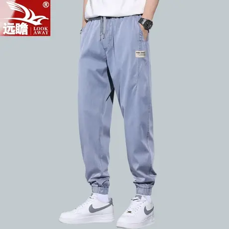 男士休闲裤男夏季薄款宽松直筒修身潮流2022新款束脚冰丝裤子男款商品大图