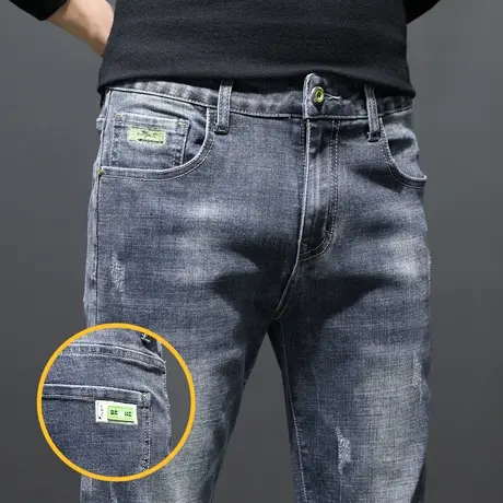 春秋款春季牛仔长裤男士2024年新款修身小脚休闲裤子男裤弹力弹性商品大图