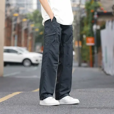 工装裤男秋季宽松直筒裤子男士休闲长裤春秋加肥加大夏季薄款男裤商品大图