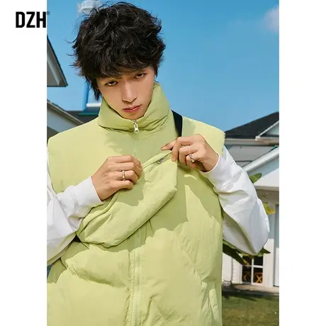 青少年美式立领马甲立领棉服男2024年新款冬季棉坎肩保暖背心外套商品大图