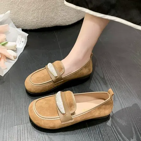 配裙子单鞋女夏款2023新款豆豆鞋平底懒人女鞋爆款一脚蹬乐福鞋子商品大图