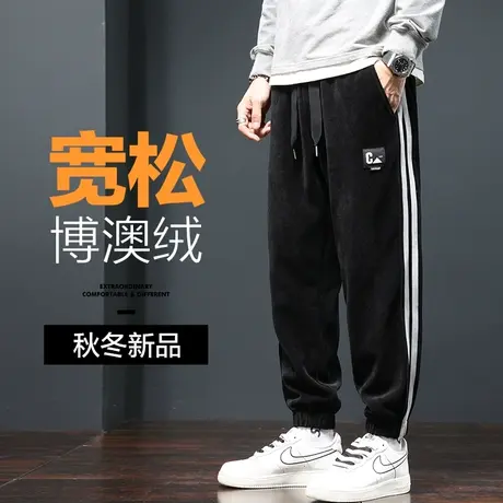 秋冬款灯芯绒休闲裤男士束脚宽松冬季秋季弹力运动卫裤条绒男裤子商品大图