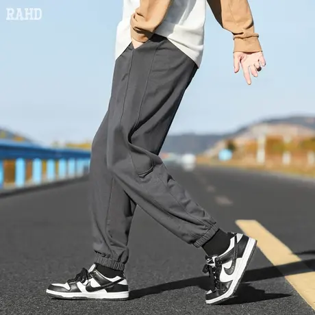 Radiohead休闲裤男针织长裤纯色运动风裤子潮牌男生直筒束脚宽松图片