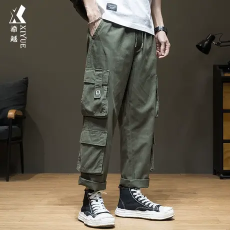 希越加绒加厚直筒休闲裤男冬季潮牌多口袋工装裤胖子加大码长裤子图片