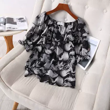 伊自尚2024年夏季新款女装时尚大码胖mm宽松显瘦简约衬衫时尚上衣图片