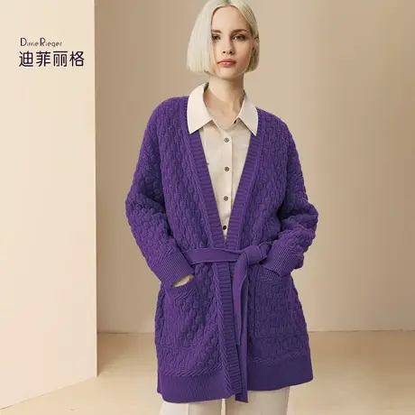 迪菲丽格欧美慵懒风软糯毛衣外套女2024春季新款宽松外搭针织开衫图片