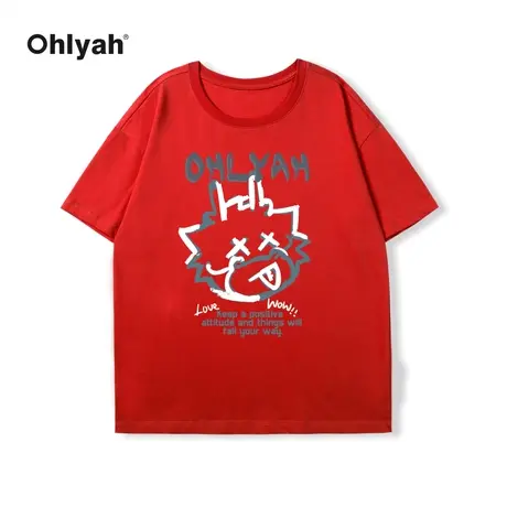 Ohlyah2024本命年龙红色衣服短袖情侣T恤打底衫生肖年会元旦定制图片