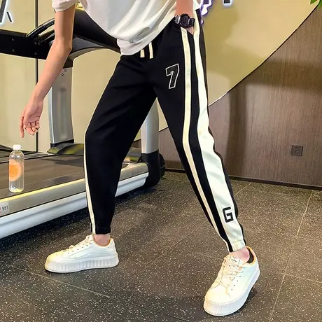 男款侧面条纹潮牌春秋季运动裤痞帅裤子2023新款潮流束脚休闲卫裤商品大图