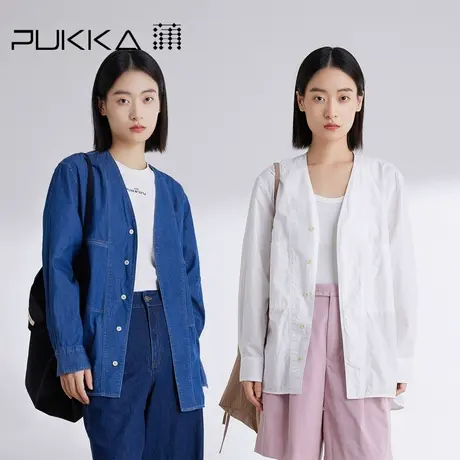 蒲PUKKA 牛仔衬衫女2024春装新品宽松休闲纯棉长袖上衣图片