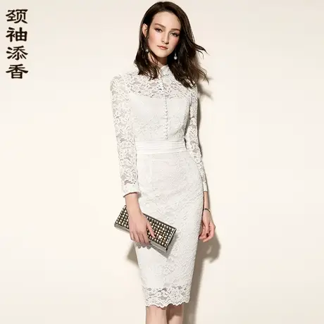 【已重上】蕾丝连衣裙女正装宴会晚礼服白色修身包臀OL通勤气质图片