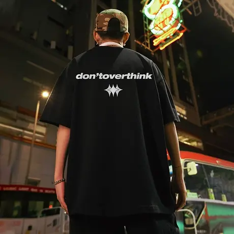 Nuthink美式潮牌字母T恤男潮流宽松大码短袖国潮春季情侣半袖上衣商品大图