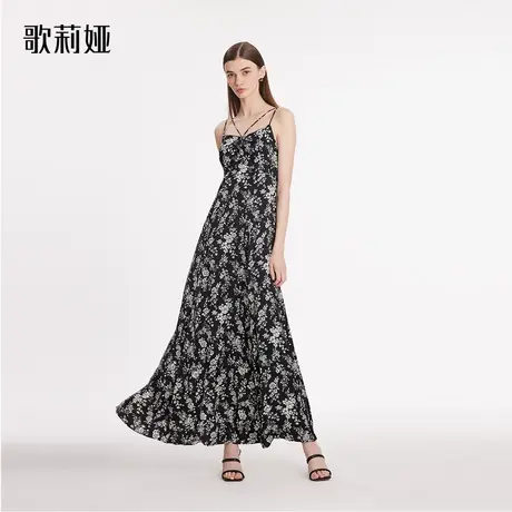 歌莉娅吊带连衣裙女春季新款今年流行漂亮气质碎花长裙1C2R4K64A图片