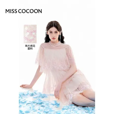 MISSCOCOON【花园度假】24春夏新款层叠重工珠片绣花蛋糕连衣裙图片