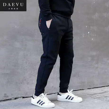 春新款日韩系年青大号弹力潮胖子加肥加大码男士针织休闲运动裤商品大图