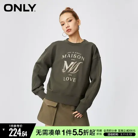 ONLY冬季潮流休闲百搭字母宽松圆领卫衣女|12349S003商品大图