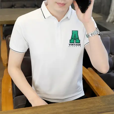 polo衫男短袖潮流日系青年2023夏季新款短袖保罗衫翻领T恤上衣服商品大图