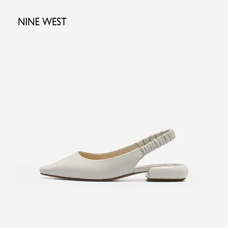 Nine West/玖熙包头凉鞋女2023夏季新款真皮法式气质低跟后空单鞋商品大图
