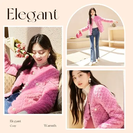 【直播间】香影小香风外套女2023秋冬季新款仿皮草羊羔毛风奶fufu商品大图
