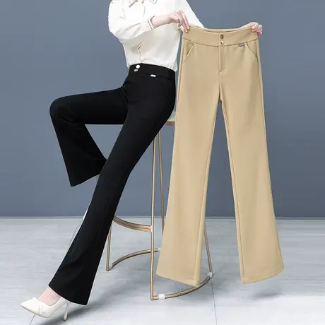 高腰喇叭裤女显瘦西装裤秋季2023新款气质修身垂感阔腿微喇休闲裤商品大图