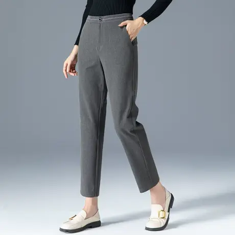 高腰灰色西装裤女2023春季小个子直筒裤春秋妈妈裤子九分裤烟管裤商品大图