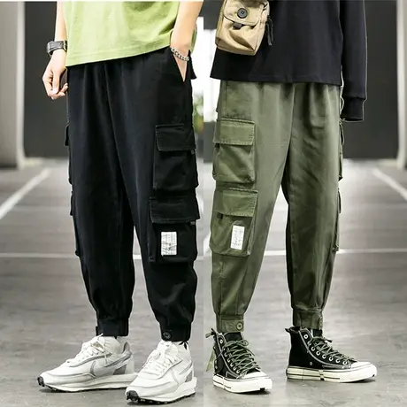 春秋薄款裤子男宽松百搭潮流休闲裤潮牌工装裤学生运动九分束脚裤商品大图