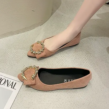 单鞋女20233春季新款百搭浅口尖头平底软底女鞋孕妇鞋时尚豆豆鞋商品大图