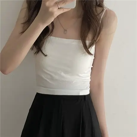 美背无痕吊带小背心一体胸罩内衣女无钢圈针织设计小众高中抹胸bf图片