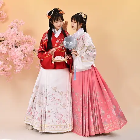 【如梦霓裳丨绮罗】明制汉服女交领短袄日常桃妆花织金马面裙春秋图片