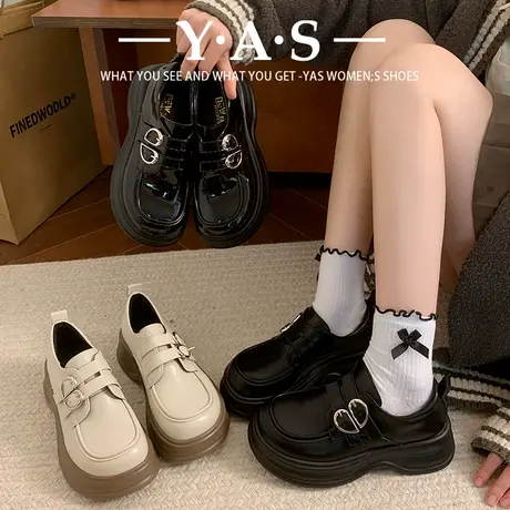 厚底黑色乐福鞋单鞋女鞋子2024年新款爆款春秋季英伦风小皮鞋ins商品大图