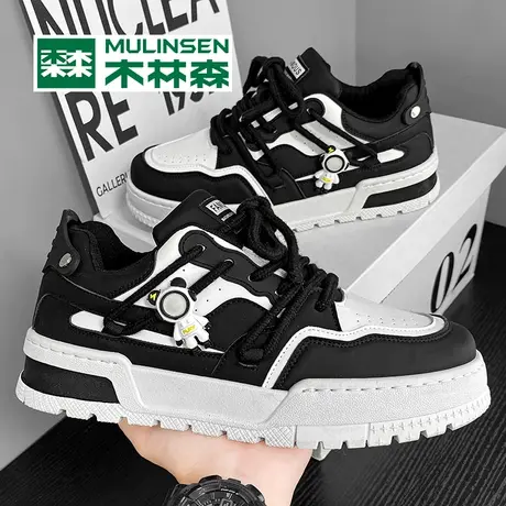 木林森潮牌男鞋春秋休闲设计感小众板鞋百搭运动增高厚底面包潮鞋商品大图