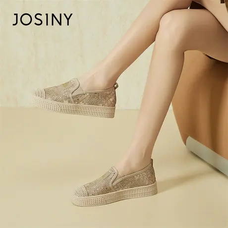 Josiny/卓诗尼渔夫鞋女2024春季新款平底单鞋懒人一脚蹬豆豆网鞋图片