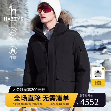 【工装风】Hazzys哈吉斯冬季新款男士保暖羽绒服鸭绒外套潮流男装图片