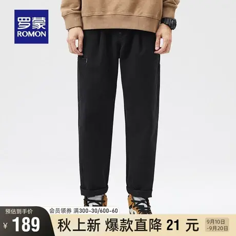 【纯棉】罗蒙男士时尚牛仔裤2023秋季新款百搭工装宽松直筒裤长裤商品大图