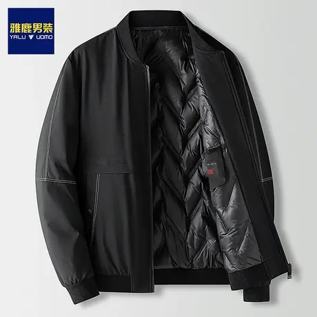 雅鹿男装明线短款羽绒服男士冬季加厚2023新款保暖鸭绒棒球领外套图片