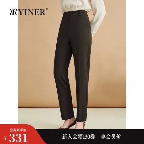 YINER音儿专选秋弹力细斜纹职场通勤烟管长裤锥形休闲裤商品大图