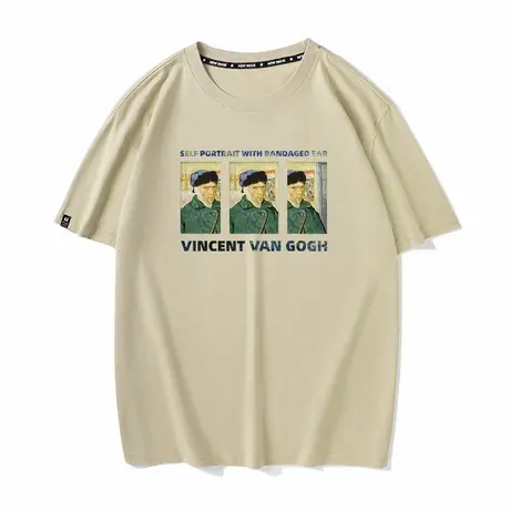 梵高的自画像包扎耳朵的自画像世界名画衣服打底夏季新款短袖T恤图片