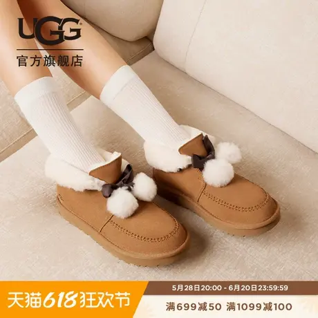 UGG秋季女士时尚舒适平底圆头蝴蝶结翻折鞋口茸茸休闲鞋靴1153517商品大图