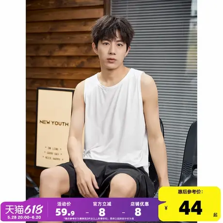 唐狮2024春夏新款男背心宽松坎肩无袖T恤运动汗衫透气网眼上衣潮商品大图