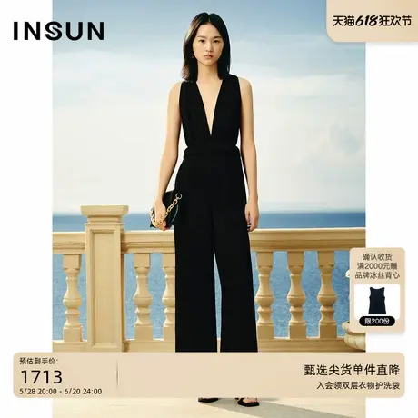 INSUN恩裳春深V设计感三醋酸收腰连体裤商品大图