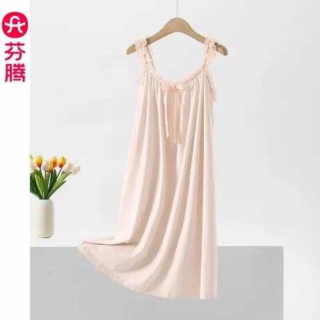芬腾睡裙女款夏季纯棉公主风吊带睡衣裙薄款夏款性感度假风连衣裙商品大图