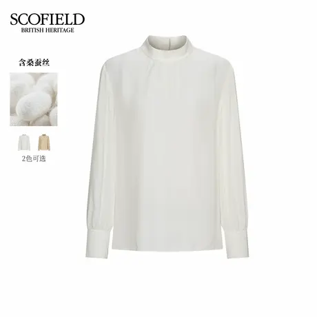 【含桑蚕丝】Scofield女装优雅飘逸立领衬衫褶皱设计2025秋季新品商品大图