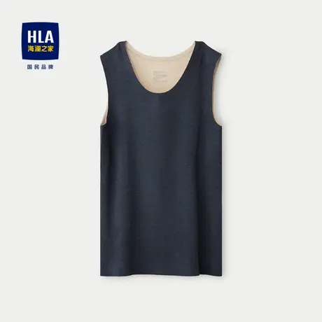 HLA/海澜之家含羊绒内衣背心24新含桑蚕丝磨毛保暖纯色柔软背心男商品大图