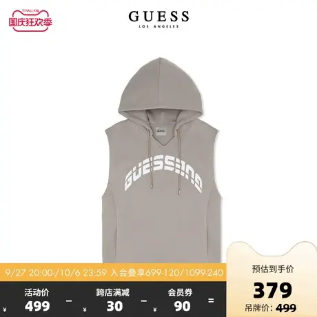 GUESS23年新款秋女士字母logo无袖休闲连帽卫衣-V2GQ10FL04P图片