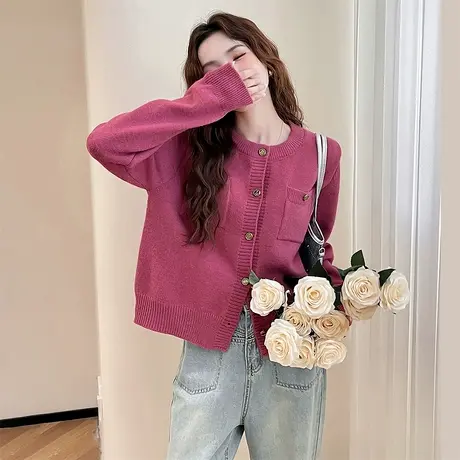 唐狮秋冬小香风精致开衫女针织外套春秋高级感休闲百搭毛衣女tu商品大图