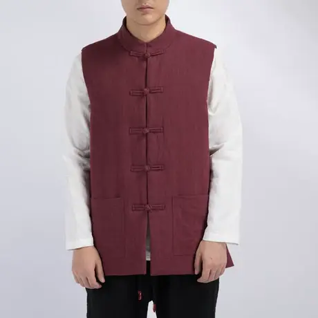 秋冬保暖棉马甲无袖唐装男背心复古马褂中国风盘扣棉衣坎肩影视服图片